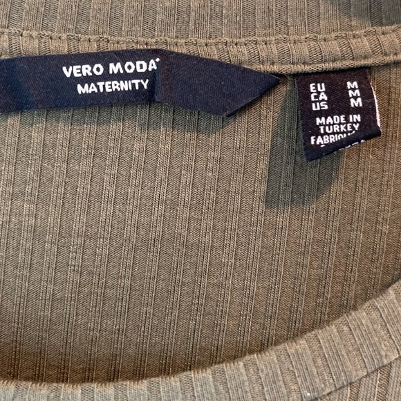 Vero Moda Maternity Olive Green Ribbed Long Sleeve Midi Dress With Side Slit - S - Picture 4 of 7
